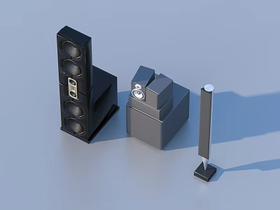 Modern Headphones and Speakers Home Audio System With Sleek Design And Quality Sound 3d model