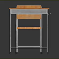 Children's Wooden Table and Chair Set with Orange Seat and Metal Frame
