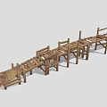 Wooden Boardwalk Structure Featuring Wooden Planks And Railings Design Elements
