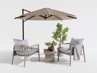 Modern Outdoor Table and Chair Outdoor Leisure Table and Chair Outdoor Sofa Outdoor Chair Fruit Lemon Plant Potted model