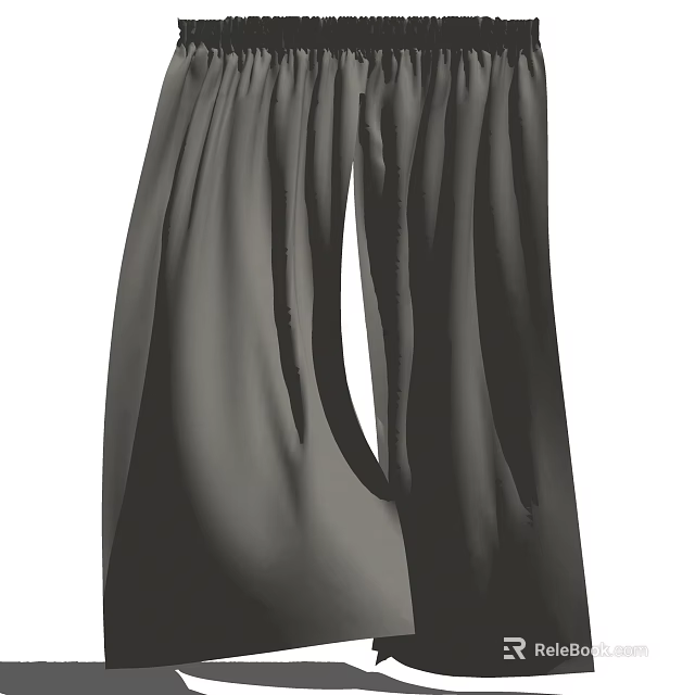 Soft Gray Pleated Curtain Fabric with Elegant Texture for Home Decor 3d model 
