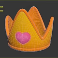 Orange Crown Sculpture With Pink Heart Decoration And Artistic Design