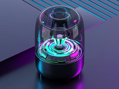 Transparent Wireless Speaker with Colorful LED Lights and Modern Design 3d model