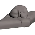 Modern Light Gray Single Sofa With Organic Curved Shape For Minimalist Home Interior