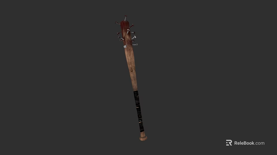 Traditional Spiked Weapon Featuring Wooden Handle And Metal Spiked Head 3d model 