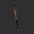 Traditional Spiked Weapon Featuring Wooden Handle And Metal Spiked Head