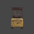 Rusty Yellow Industrial Forklift Utility Vehicle For Warehouse Lifting Tasks