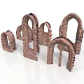 Ancient Style Stone Arches Architectural Models With Various Sizes And Rustic Design 3d model