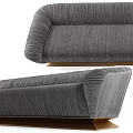 Modern Three Seater Sofa With Velvet Upholstery Striped Texture And Gold Metal Base