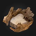 Natural Wood And Stone Decorative Sculpture With Organic Texture And Artistic Design