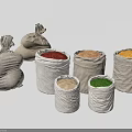 Assorted Colored Grains in Burlap Bags as Practical Household Supplies