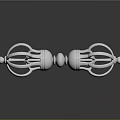 White Double Ended Weapon 3D Model Featuring Circular Rings And Smooth Symmetric Design 3d model