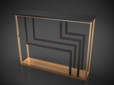 Modern Coffee Table With Gold Frame Black Tabletop And Geometric Design 3d model