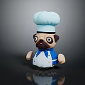 Chef Pug Plush Toy With Blue Shirt White Apron Bow Tie And Chef Hat