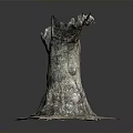 Decorative Plant With Natural Tree Stump Shape Green Moss Texture And Artistic Base