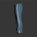 Turquoise Casual Pants With Decorative Red Patterns And White Side Stripes For Everyday Wear