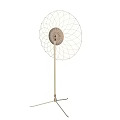 Modern Floor Lamp with Radial Wire Shade Tripod Base and Round White Luminous Shade Design