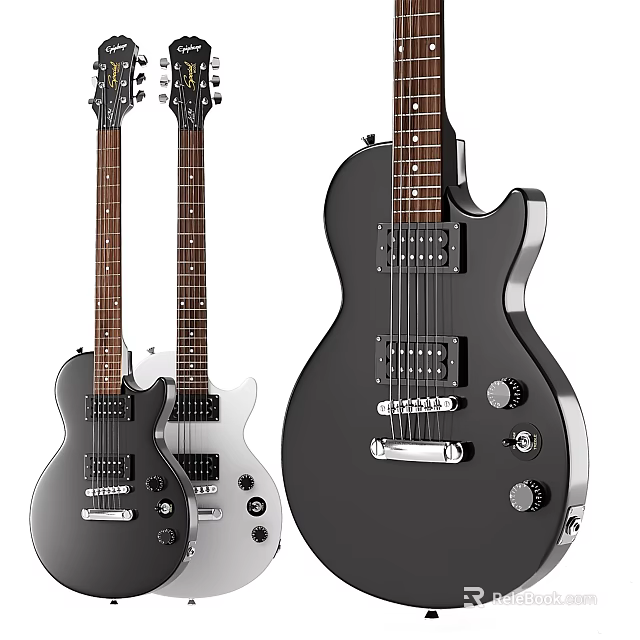Stylish Electric Guitars As Musical Instruments With Modern Design And Quality Components 3d model 