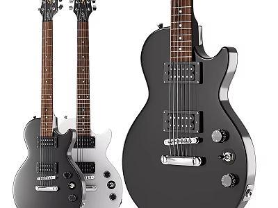 Stylish Electric Guitars As Musical Instruments With Modern Design And Quality Components 3d model