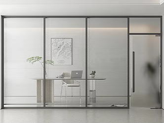 Modern office glass partition glass laminated venetian blinds consulting table 3d model