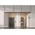 Modern Elevators With Glass Doors Metal Panels And Ground Floor Indicators 3d model