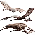Slatted Wooden Lounge Chairs In Different Colors With Foldable Design And Cushions