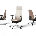 Modern Ergonomic Office Chairs in Beige and Brown Tones with Wheels and Armrests