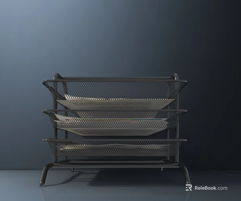 Black Metal Mesh Shelving Unit With Multi Layer Design For Modern Home Storage 3d model 