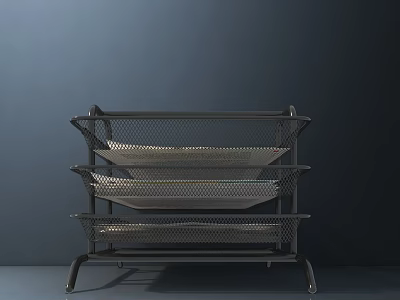 Black Metal Mesh Shelving Unit With Multi Layer Design For Modern Home Storage 3d model