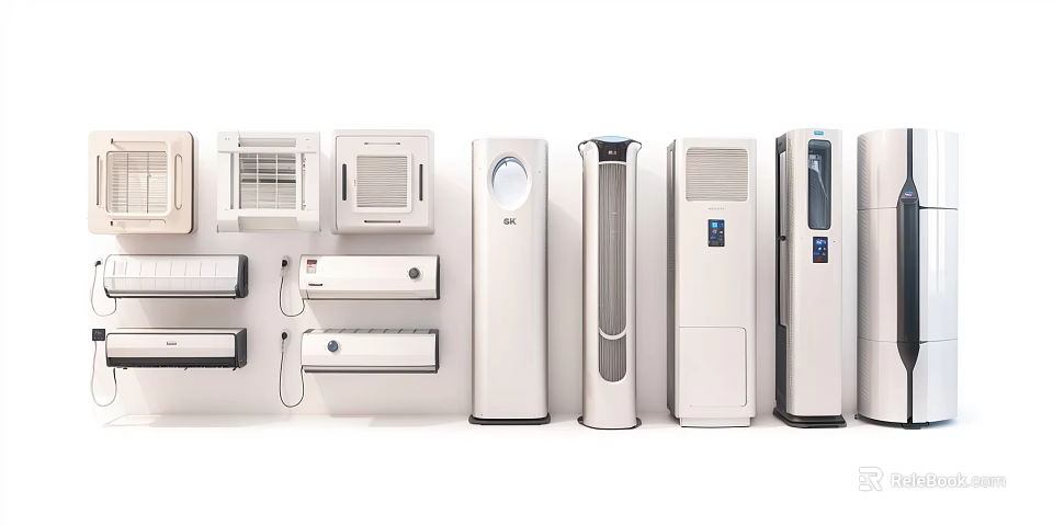 Various Types of Modern Air Conditioner Fans with Sleek Design and Efficient Cooling 3d model 