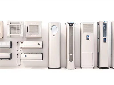Various Types of Modern Air Conditioner Fans with Sleek Design and Efficient Cooling 3d model