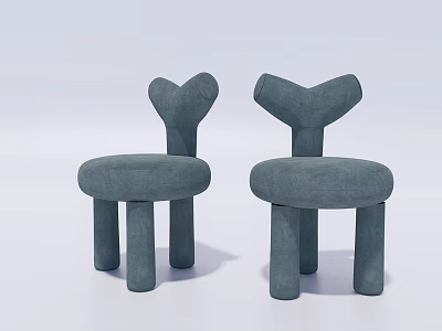 Blue Kids Chair With Heart Shaped Backrest Soft Upholstery And Rounded Four Legs 3d model