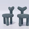 Blue Kids Chair With Heart Shaped Backrest Soft Upholstery And Rounded Four Legs