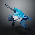 Blue Fantasy Turtle Character With Ice Blue Shell And Cannon On Back 3d model