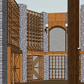 Elegant Wine Cellar Interior With Wooden Racks Stone Walls And Glass Panel Doors