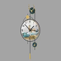 Decorative Wall Clocks With Deer Pattern Golden Accents And Hanging Pendants 3d model