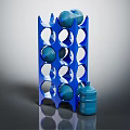 Blue Plastic Storage Rack Furniture For Water Bottles With Circular Holes Design