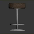 Bar Stool Featuring Round Brown Upholstered Seat Metal Frame Hexagonal Reflective Base in Dark Background 3d model