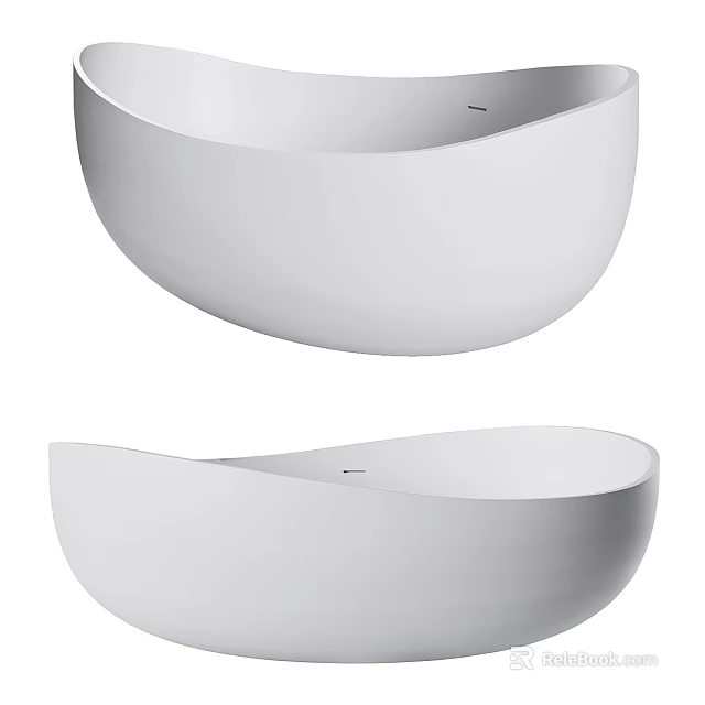 Modern White Freestanding Bathtub With Curved Oval Shape And Minimalist Design 3d model 
