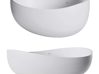 Modern White Freestanding Bathtub With Curved Oval Shape And Minimalist Design 3d model