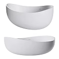 Modern White Freestanding Bathtub With Curved Oval Shape And Minimalist Design