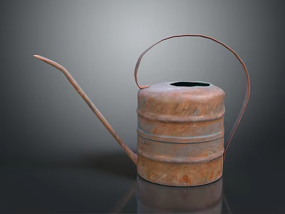 Vintage Rustic Tea Set With Long Spout And Curved Handle On Black Surface 3d model