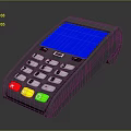 Modern Digital POS Terminal with Blue Screen Numeric Keypad and Red Yellow Green Function Buttons 3d model