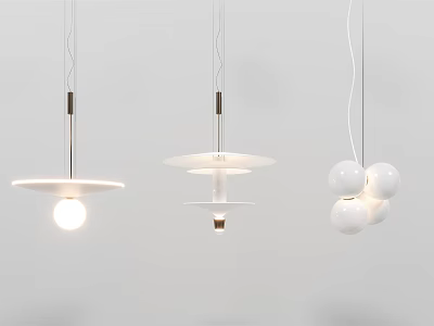 Contemporary Pendant Lights Featuring Different Geometric Shapes and White Designs for Modern Home Interior 3d model