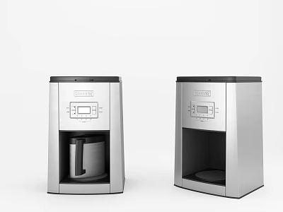 Two Silver Electric Coffee Makers With Modern Design And Digital Control Panels 3d model
