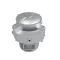 Gray Industrial Mechanical Component With Cylindrical Body Bolted Connections And Cooling Fins