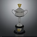 Silver Trophy Featuring Golden Top Decoration And Black Base With Golden Emblem