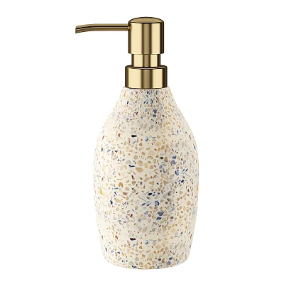 Elegant Decorative Ornament Set For Home Decor With Ceramic Speckled Body And Golden Metal Top 3d model