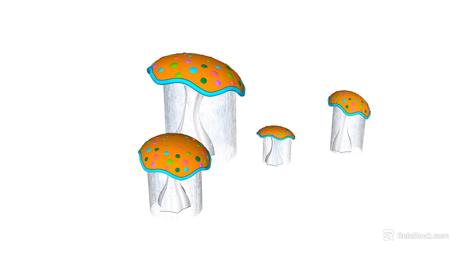 Colorful Polka Dot Mushroom Shaped Playground Equipment for Children Outdoor Fun Activities 3d model 