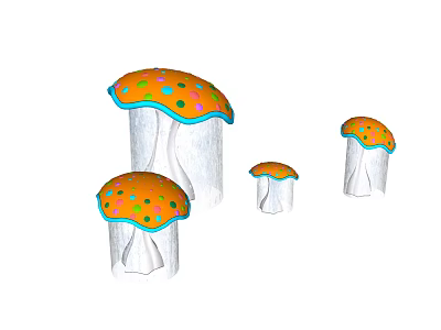 Colorful Polka Dot Mushroom Shaped Playground Equipment for Children Outdoor Fun Activities 3d model